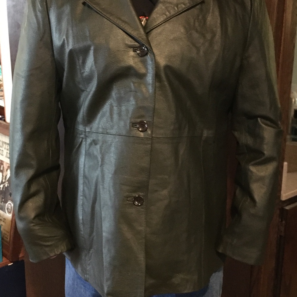Forest Green Leather Coat. Beautiful! - Gem